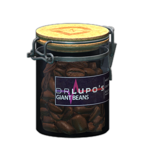 Can of Dr. Lupo's coffee beans